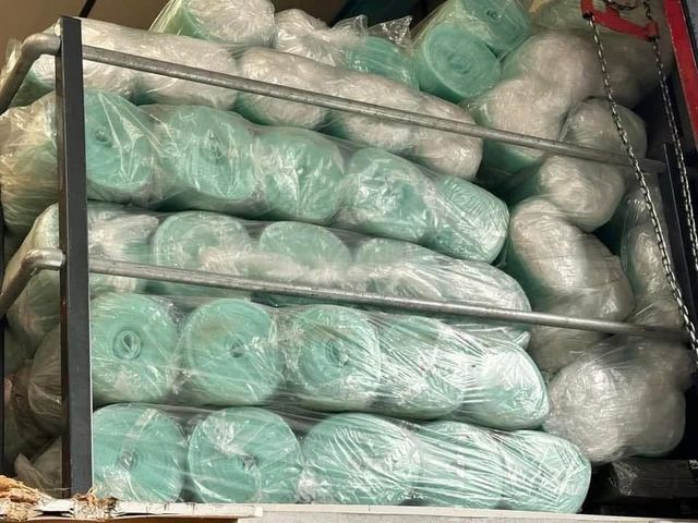 Rolls of laminate underlay in stock at the FloorTradeDirect warehouse, Doncaster